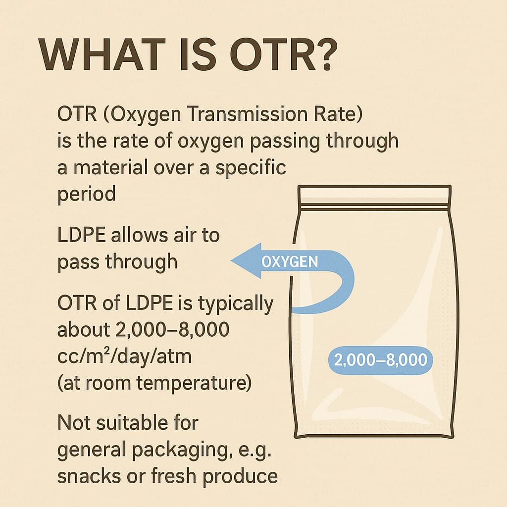 ข้อมูลเพื่ออธิบายค่า OTR (Oxygen Transmission Rate) ของถุงพลาสติก LDPE