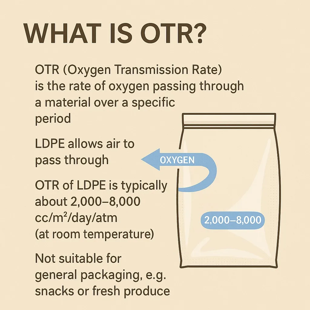 ข้อมูลเพื่ออธิบายค่า OTR (Oxygen Transmission Rate) ของถุงพลาสติก LDPE