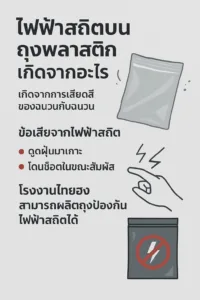 ถุงพลาสติกที่มีคุณสมบัติป้องกันไฟฟ้าสถิตซึ่งช่วยลดการสะสมของประจุไฟฟ้าบนผิวถุง